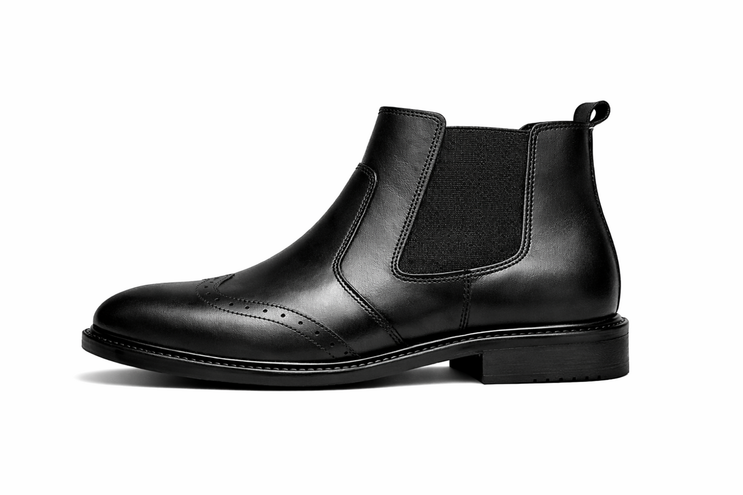 Chelsea Boots - Cuir Véritable Noire Avec Motif